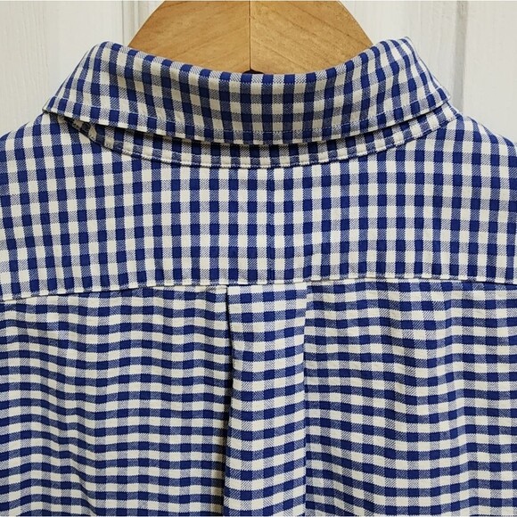 Ralph Lauren Shirt Mens Large Blue Gingham Check Cotton Button Tan Pony Preppy - Picture 5 of 11